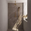 Ensemble de douche pluie Brauer Gold Carving encastré - douche principale 20cm - bras plafond 20cm - 3 boutons avec relief - douchette ronde 3 positions - PVD - or brossé SW715602