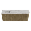 Mondiaz JOYA-DLUX Meuble de salle de bains 111.6cm - arrondi droit couleur Dusk - Vasque FAYE position Gauche Sans trou de robinet couleur Glace SW1423185