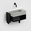 Clou Flush open kast 44x18x20.5cm met handdoekhouder links gepoedercoat rvs zwart SW358027