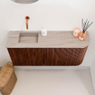 Mondiaz JOYA-DLUX 91.6cm toiletmeubel - ronding rechts kleur Ruby - Wastafel FAYE positie Links Zonder kraangat kleur Saba. SW1425618