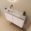 MONDIAZ TURE-DLUX Meuble toilette - 80cm - Rosee - EDEN - vasque Glace - position gauche - sans trou de robinet SW1103499