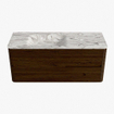 Mondiaz CIRO-DLUX Meuble de salle de bains - 120x45x50cm - plan vasque en solid surface Glace - 1 lavabo à gauche - sans trous de robinetterie - 2 tiroirs - Noyer SW1530267