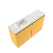 MONDIAZ TURE-DLUX Meuble toilette - 80cm - Ocher - EDEN - vasque Ostra - position gauche - sans trou de robinet SW1104936