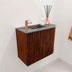 Mondiaz JOYA-DLUX 51.6cm toiletmeubel - ronding rechts kleur Ruby - Wastafel FAYE positie Links 1 kraangat kleur Sombra. SW1425681