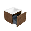 MONDIAZ KURVE 50cm Meuble salle de bain - couleur Walnut - 1 tiroir - vasque GRUNNE centre - 1 trou de robinet - Talc SW1138241