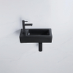 QeramiQ Lave-mains Kit lave-mains - 37.5x18.5x9cm - céramique - trou de robinet gauche - robinet lave-mains noir mat - bonde de vidage - siphon abaissé - Noir Mat SW1232731