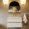 MONDIAZ VICA-DLUX Ensemble meuble de salle de bains - 80cm - meuble bas linen - 2 tiroirs - lavabo encastré cloud central - sans trous de robinet - version haute 60cm - frape SW1088924