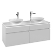 Villeroy & Boch Legato meuble sous lavabo avec 4 tiroirs pour 2 lavabos à poser 140x50x55cm blanc mat 0124798