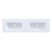 Arcqua Mira Lavabo encastré - 161x46x1.5cm - double vasque - 2 trous de robinet - marbre de synthèse - blanc brillant SW1581385