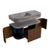 MONDIAZ THOR-DLUX 100cm badmeubel ronding links + rechts kleur Walnut met 1 lade en 2 deuren. Vrijhangende wastafel CLOUD Links 1 kraangat kleur Oza. SW1467578