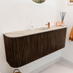 Mondiaz JOYA-DLUX 113.2cm toiletmeubel - ronding links en rechts kleur Walnut - Wastafel FAYE positie Midden 1 kraangat kleur Frappe. SW1422340