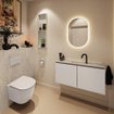 MONDIAZ TURE-DLUX Meuble toilette - 100cm - Linen - EDEN - vasque Opalo - position centrale - 1 trou de robinet SW1104406