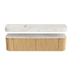 MONDIAZ THOR-DLUX 180cm meuble de salle de bains arrondi gauche + droite couleur Oak avec 2 tiroirs et 2 portes. Vasque suspendue CLOUD Gauche sans trou de robinet couleur Ostra. SW1465932