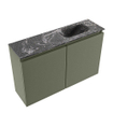 MONDIAZ TURE-DLUX Meuble de WC 80 cm Army. Lavabo EDEN Lava position droite. Avec 1 trou de robinet. SW1103715
