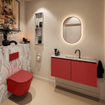 MONDIAZ TURE-DLUX Meuble toilette - 100cm - Fire - EDEN - vasque Glace - position centrale - 1 trou de robinet SW1103268