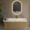 Mondiaz KURVE Ensemble de meuble salle de bain - 125x46x40cm - 1 tiroir - 1 porte - lavabo en solid surface - droite - 1 trou de robinet - Dusk SW1414768