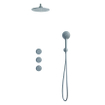Fortifura Nebbio Ensemble de douche pluie - robinet encastré - élément encastré - coude mural de raccordement - flexible de douche lisse - douchette ronde - bras mural 35cm - douche de tête 30cm - inox brossé PVD (inox) SW1237504