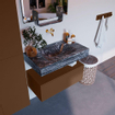 Mondiaz ALAN-DLUX Ensemble de meuble - 80cm - meuble Rust mat - 1 tiroir - Lavabo Cloud Lava suspendu - vasque Centre - 0 trous de robinet SW808305
