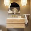 MONDIAZ VICA-DLUX Ensemble meuble de salle de bains - 100cm - meuble bas Washed oak - 2 tiroirs - vasque encastrée cloud gauche - sans trous de robinet - version haute 60cm - opalo SW1088400