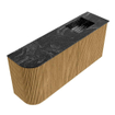 Mondiaz JOYA-DLUX 91.6cm toiletmeubel - ronding links kleur Oak - Wastafel FAYE positie Rechts 1 kraangat kleur Lava. SW1422081
