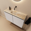 MONDIAZ TURE-DLUX Meuble WC 80 cm Linen. EDEN lavabo Frappe position milieu. Sans trou de robinet. SW1102824
