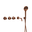 Fortifura Nebbio Badcombinatie-set - thermostaatkraan - wandaansluitbocht met handdouchehouder - metalen doucheslang - ronde handdouche - uitloop - geborsteld koper SW1238047