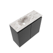 MONDIAZ TURE-DLUX Meuble toilette - 60cm - Dark Grey - EDEN - vasque Glace - position gauche - 1 trou de robinet SW1103239