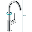 Hansgrohe Robinet de lavabo Talis - 21 cm - bec haut - bec pivotant - vidage à bouton-poussoir - chrome 0450945