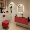 MONDIAZ TURE-DLUX Meuble toilette - 100cm - Fire - EDEN - vasque Opalo - position centrale - 1 trou de robinet SW1104278