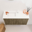 Mondiaz JOYA 70cm toiletmeubel - kleur Dusk - Wastafel FAYE positie Links 1 kraangat kleur Talc. SW1421593