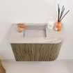 Mondiaz JOYA-DLUX Meuble de toilette 51,6cm - arrondi droit couleur Dusk - Vasque FAYE position Gauche 1 trou de robinet couleur Glace. SW1423190