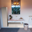 Mondiaz ALAN-DLUX Ensemble de meuble - 120cm - meuble Linen mat - 2 tiroirs - Lavabo Cloud Glace suspendu - vasque Centre - 0 trous de robinet SW805947