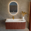 Mondiaz KURVE Ensemble de meuble de salle de bains - 105x46x40cm - 1 tiroir - 1 porte - vasque solid surface - gauche - 1 trou de robinet - Ruby SW1415603