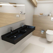 Saniclass Legend 120 Double lavabo 120.5x46.5x13cm 2 trous et 2 vasques céramique Noir mat SW156419