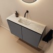 MONDIAZ TURE-DLUX Meuble toilette - 80cm - Dark Grey - EDEN - vasque Ostra - position centrale - sans trou de robinet SW1104797