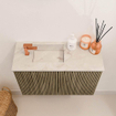 Mondiaz JOYA-DLUX 60cm toiletmeubel - kleur Dusk - Wastafel FAYE positie Links 1 kraangat kleur Frappe. SW1423049