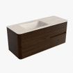 Mondiaz CIRO-DLUX Badkamermeubelset - 120x45x50cm - Solid surface wastafel Meli - 1 wasbak Links - 1 kraangat - 2 lades - Walnut SW1530513