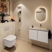 MONDIAZ TURE-DLUX Meuble toilette - 80cm - Linen - EDEN - vasque Ostra - position droite - sans trou de robinet SW1104915