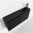 MONDIAZ TURE Kit lave-mains - 100x23x50cm - 1 trou de robinet - 2 portes - urban mat - Lavabo à droite - Solid Surface Noir SW475265