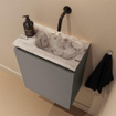 MONDIAZ TURE-DLUX Meuble de toilettes 40cm Smoke. EDEN lavabo Glace position à droite. Sans trou de robinet. SW1103556