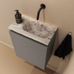 MONDIAZ TURE-DLUX Meuble toilette - 40cm - Smoke - EDEN - vasque Glace - position droite - sans trou de robinet SW1103556