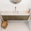 Mondiaz JOYA-DLUX Meuble de salle de bains 123.2cm - arrondis gauche et droite couleur Dusk - Vasque FAYE position Milieu Sans trou de robinet couleur Ostra. SW1423458