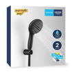 GROHE Vitalio Start QuickFix Ensemble de douchette à main - Ø11cm - 2 jets - 7,4 l/min - avec support - avec flexible - 175cm - noir mat SW1126724