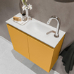 MONDIAZ TURE Kit lave-mains - 60x23x50cm - 1 trou de robinet - 2 portes - ocre mat - Lavabo à droite - Solid Surface Blanc SW475046