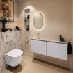 MONDIAZ TURE-DLUX Meuble toilette - 120cm - Cale - EDEN - vasque Glace - position gauche - sans trou de robinet SW1103194