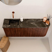 Mondiaz JOYA-DLUX Meuble de salle de bains 101.6cm - arrondi droit couleur Ruby - Vasque FAYE position Gauche Sans trou de robinet couleur Lava SW1423660