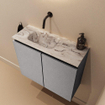 MONDIAZ TURE-DLUX Meuble toilette - 60cm - Plata - EDEN - vasque Glace - position gauche - sans trou de robinet SW1103441