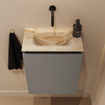 MONDIAZ TURE-DLUX Meuble toilette - 40cm - Smoke - EDEN - vasque Frappe - position centrale - sans trou de robinet SW1103047