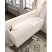 Mondiaz VICA ensemble de meuble de salle de bain - 150cm - meuble sous-vasque lin - 4 tiroirs - lavabo lune droite - sans trou de robinet XL version 60cm haut SW1090507