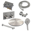 BRAUER Brushed Carving Douche de pluie thermostatique encastrée - boutons poussoirs - SET 56 - pomme de douche 30cm - bras mural droit - douchette 3 jets - flexible de douche - coude mural - inox brossé PVD SW925457